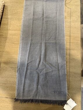 Valentino Gray Herringbone Men's Scarf
